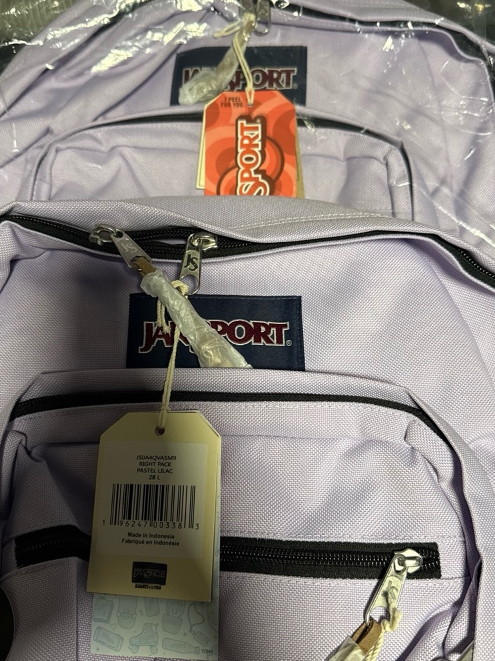 2-JanSport Pastel Lilac Right Pack Backpack - Lilac with brown bottom